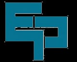 Abstract teal and black interlocking geometric shape with stepped rectangular segments on black background